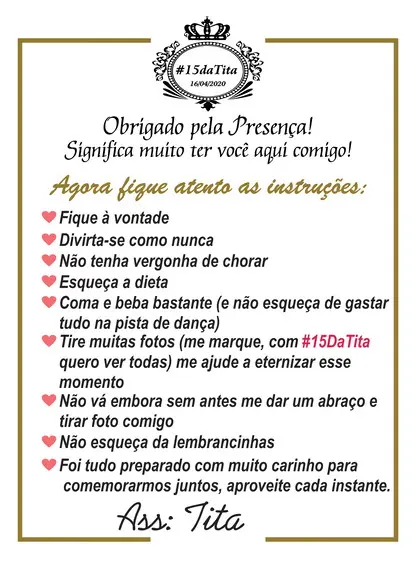 TAG DE AGRADECIMENTO 15 ANOS