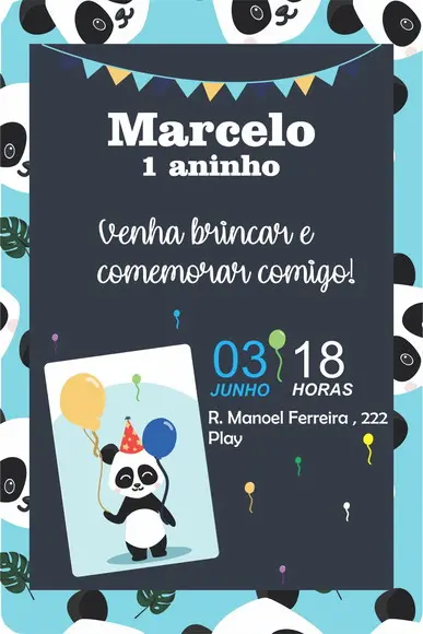urso panda convite digital