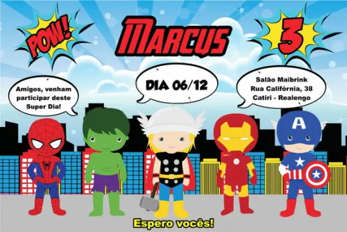 convite digital os vingadores