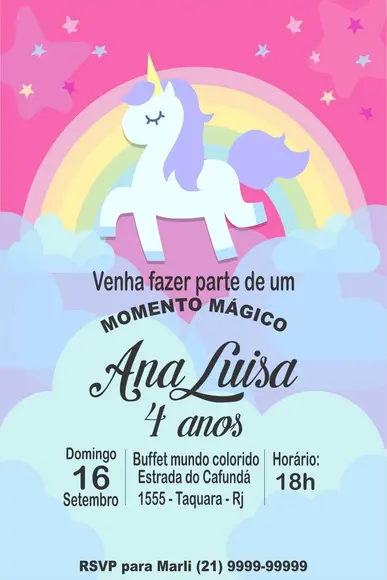 convite digital unicórnio