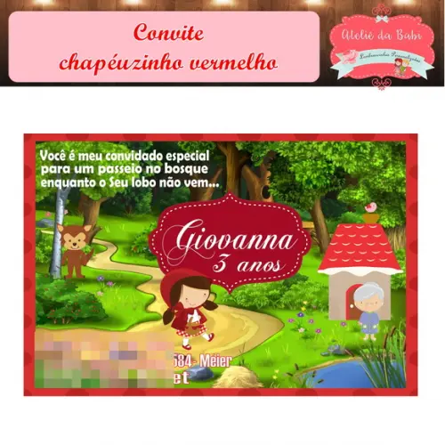 convite chapeuzinho vermelho arte