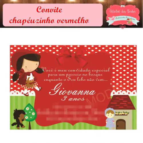convite chapeuzinho vermelho arte