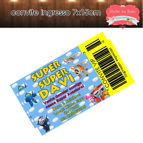 convite ingresso super wings