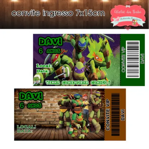 convite ingresso tartarugas ninjas