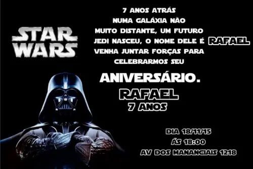 Convite Digital Star Wars + Sabe The Dathe