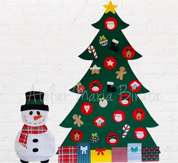 Árvore de Natal de Parede 1,40m + Boneco de Neve