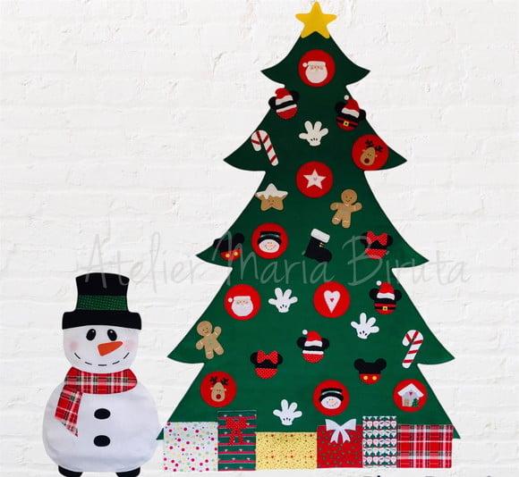 Árvore de Natal em Feltro Mickey 1,40m + Boneco de Neve