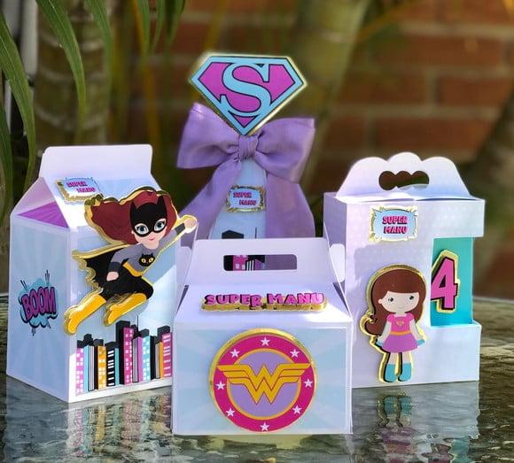Caixa para Lembrancinha personalizada Super Heroínas luxo