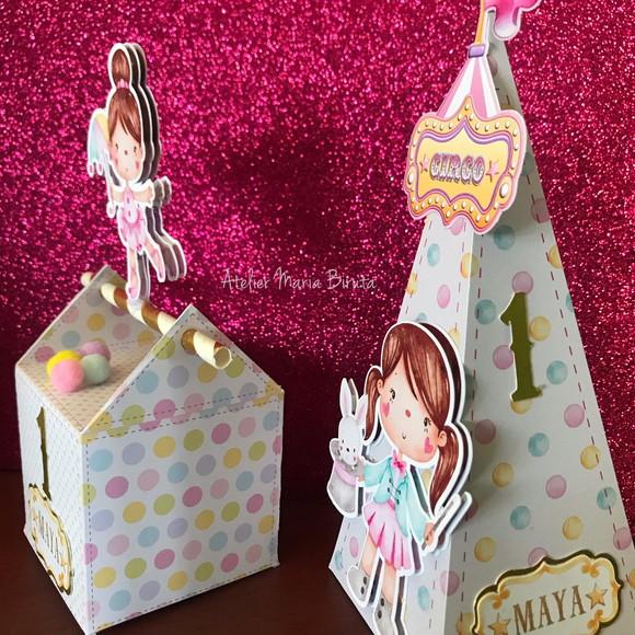 Caixinhas para Lembrancinha Circo Rosa Luxo