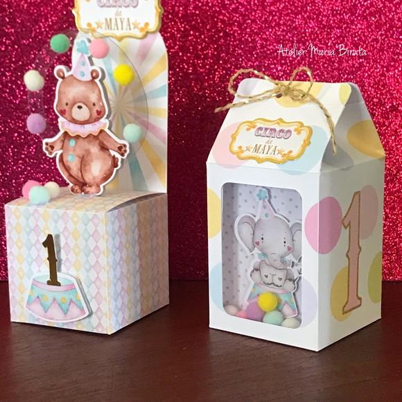 Caixinhas para Lembrancinha Circo Rosa Luxo