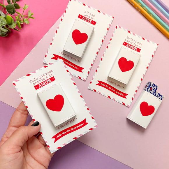 Lembrancinha Dia dos Namorados - Card Personalizado com Chocolate