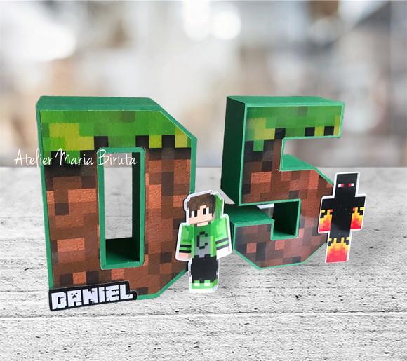 Kit Letra e Número 3d Minecraft