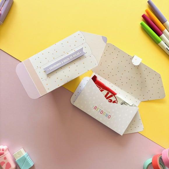 Lembrancinha Volta às Aulas Porta Kit Kat - Caixinha Lápis Pers