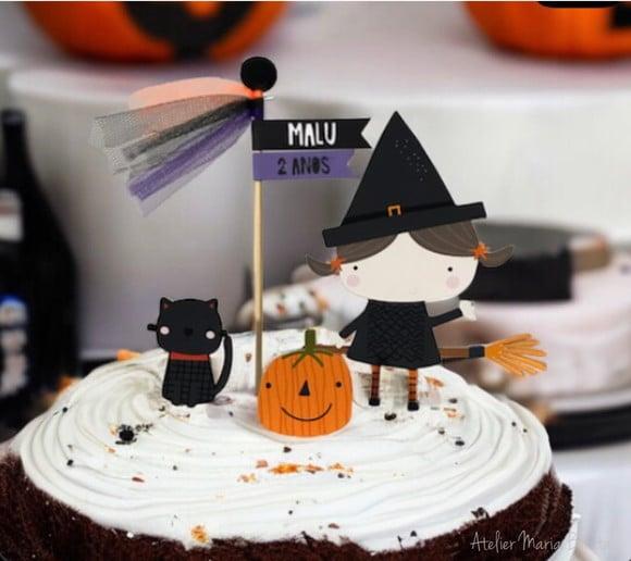 Topo de Bolo Bruxinha Halloween