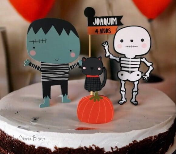 Topo de Bolo Minimalista Halloween