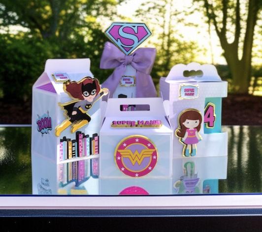 Caixa para Lembrancinha personalizada Super Heroínas luxo