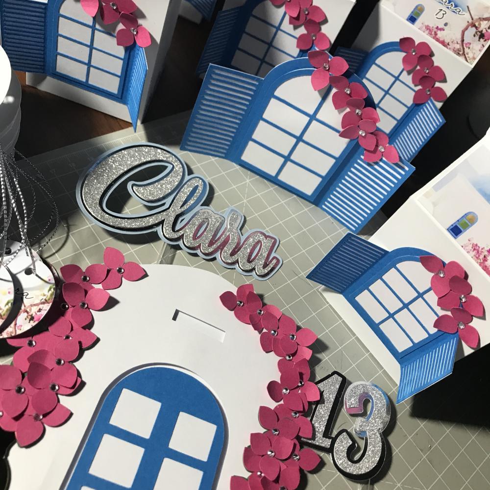 Kit Festa Mamma Mia - Topo de bolo + 10 caixinhas personalizadas