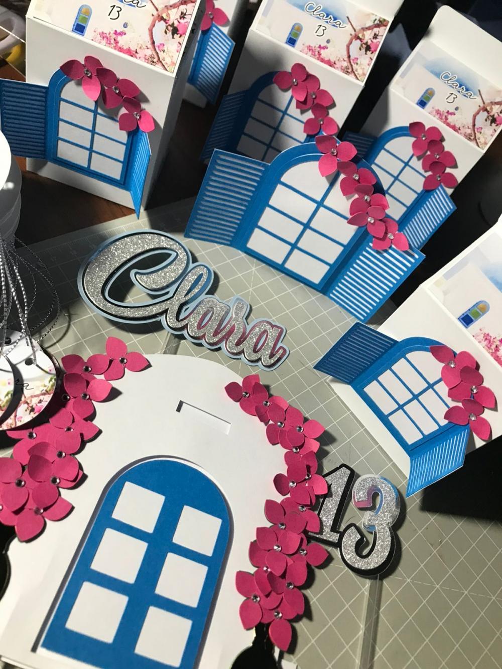 Kit Festa Mamma Mia luxo Topo de bolo + 20 caixinhas personalizad