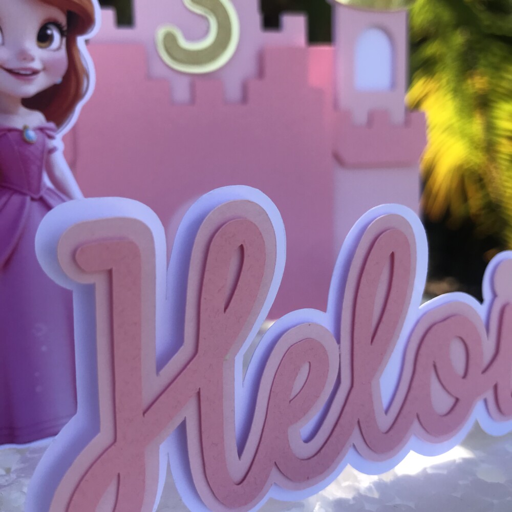 Topo de Bolo Princesa e Castelo Luxo  Camadas Personalizado