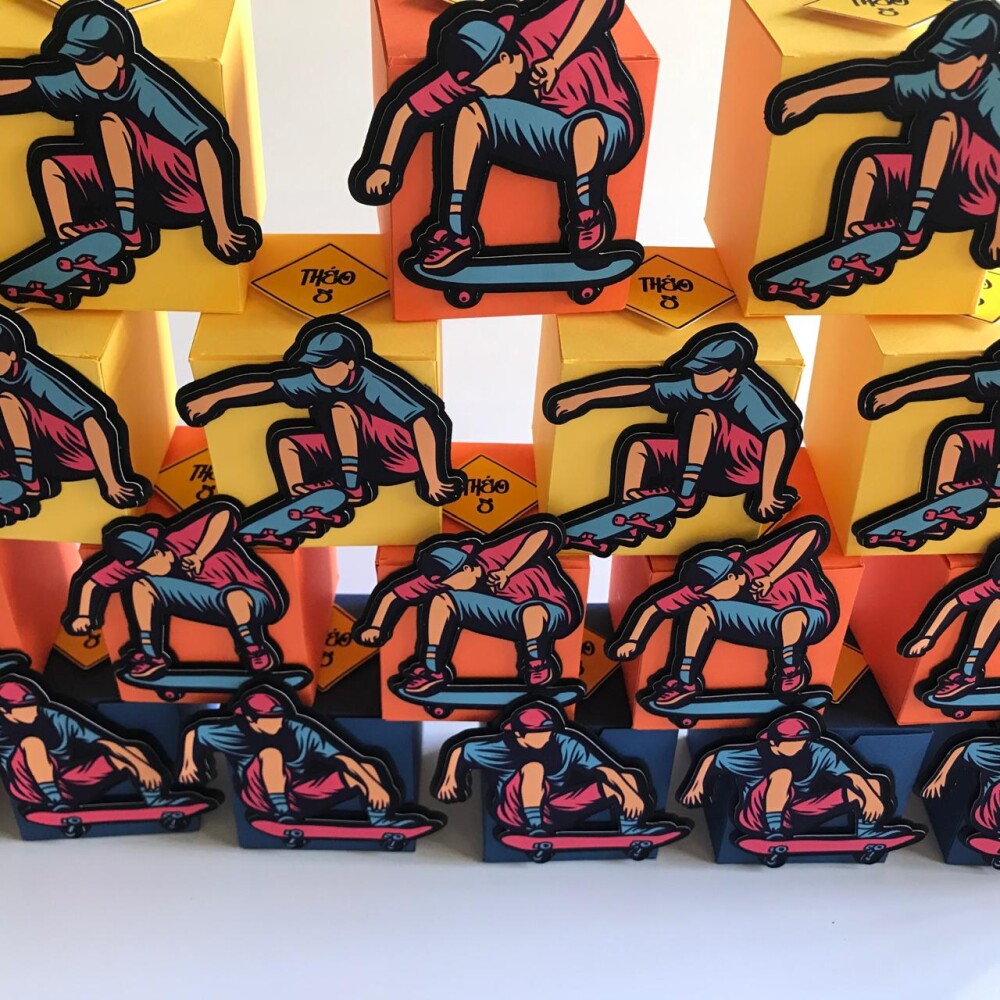 Kit Festa Skate Lembrancinha e topo de bolo personalizado