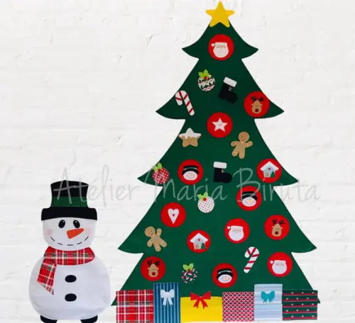Árvore de Natal de Parede 1,40m + Boneco de Neve
