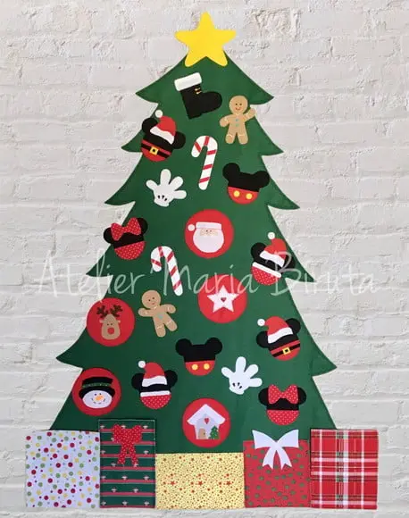Árvore de Natal em Feltro Mickey 1m Infantil - Interativa de Parede