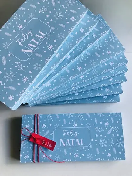 Caixa Porta Barra de Chocolate Natal Azul