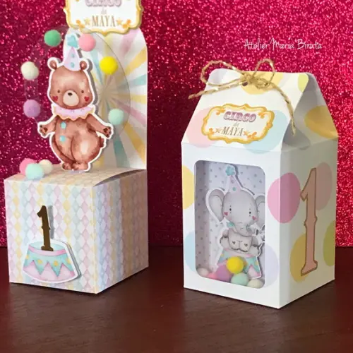 Caixinhas para Lembrancinha Circo Rosa Luxo