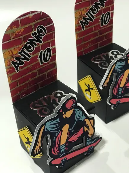 Caixinhas Personalizadas Tema Skate - Decoração Festa Infantil 