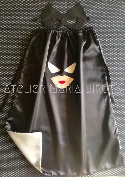 Capa e Máscara Mulher Gato Infantil