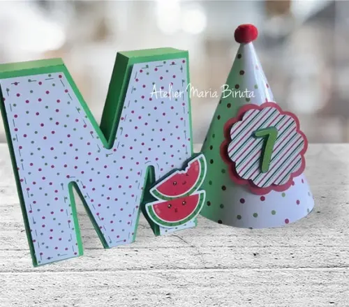 Kit Aniversário Melancia - Letra 3D e Chapeuzinho