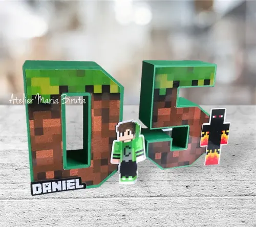Kit Letra e Número 3d Minecraft