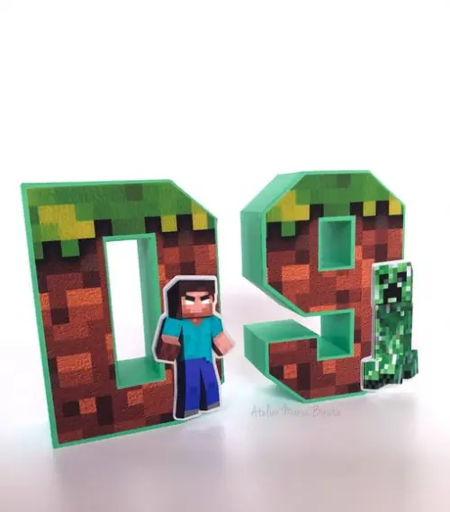 Kit Letra e Número 3d Minecraft