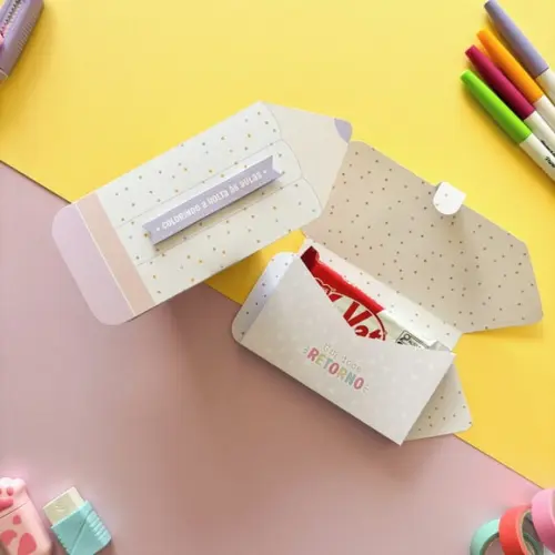 Lembrancinha Volta às Aulas Porta Kit Kat - Caixinha Lápis Pers