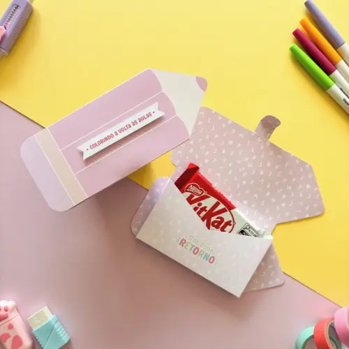Lembrancinha Volta às Aulas Porta Kit Kat - Caixinha Lápis Pers