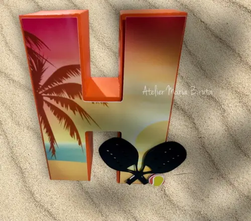 Topo de Bolo Beach Tênnis + Letra 3d