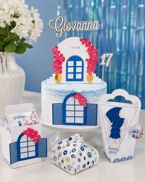 Kit Festa Mamma Mia - Topo de bolo + 10 caixinhas personalizadas