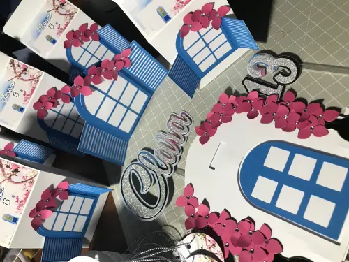 Kit Festa Mamma Mia - Topo de bolo + 10 caixinhas personalizadas