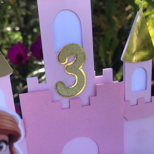 Topo de Bolo Princesa e Castelo Luxo  Camadas Personalizado