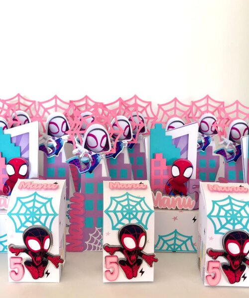 Caixinha Personalizada Spidey e Seus Amigos Espetaculares Luxo Menina