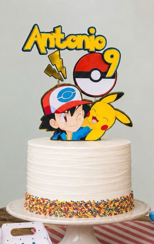 Topo de Bolo Pokémon Luxo Personalizado em Camadas