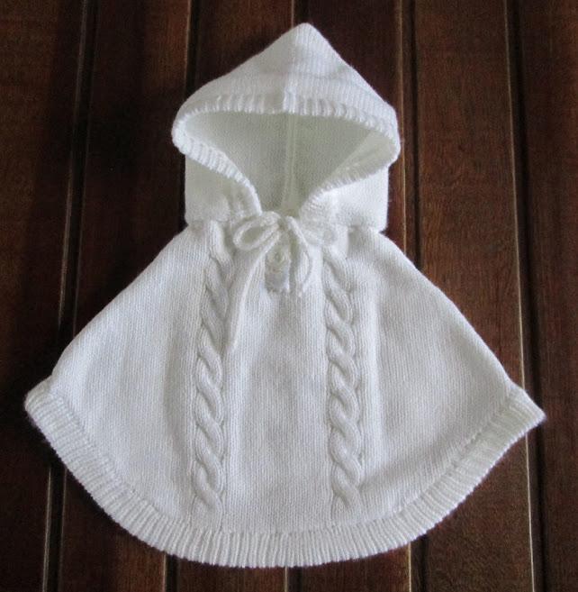 Poncho Capinha Tricô  - branco