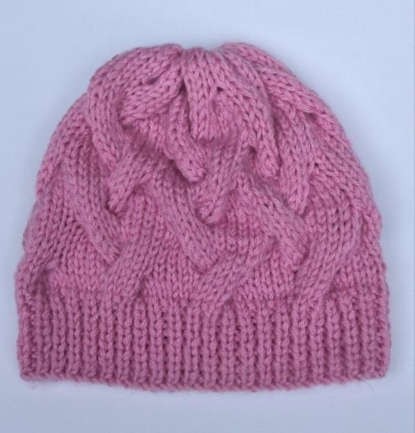 Gorro e gola cachecol  Infantil em Tricô Rosa