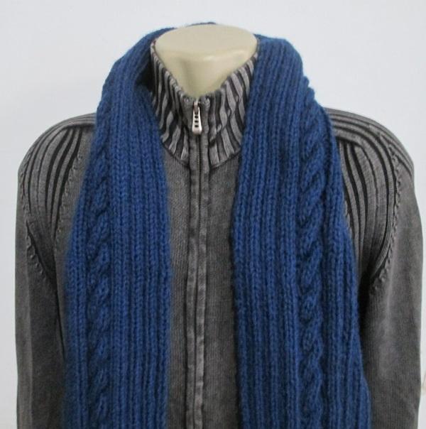Cachecol  masculino em tricô - azul