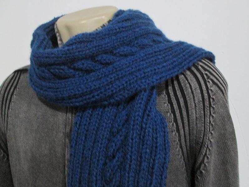 Cachecol  masculino em tricô - azul