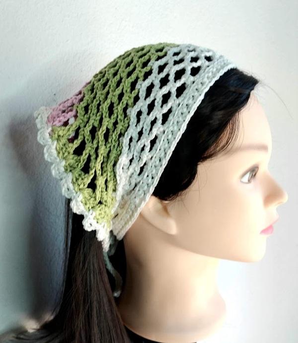 Bandana em  Crochê  arcos cores- lenço para cabelos