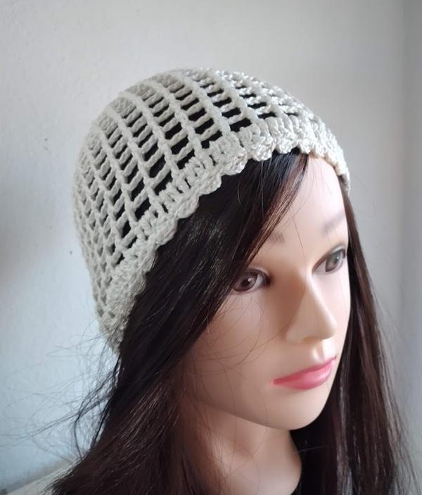 Gorro headpiece em crochê artesanal