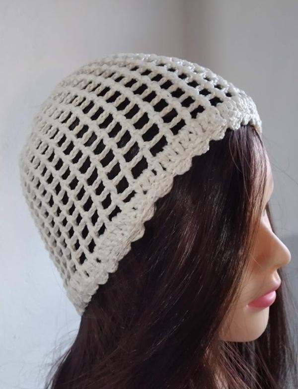 Gorro headpiece em crochê artesanal