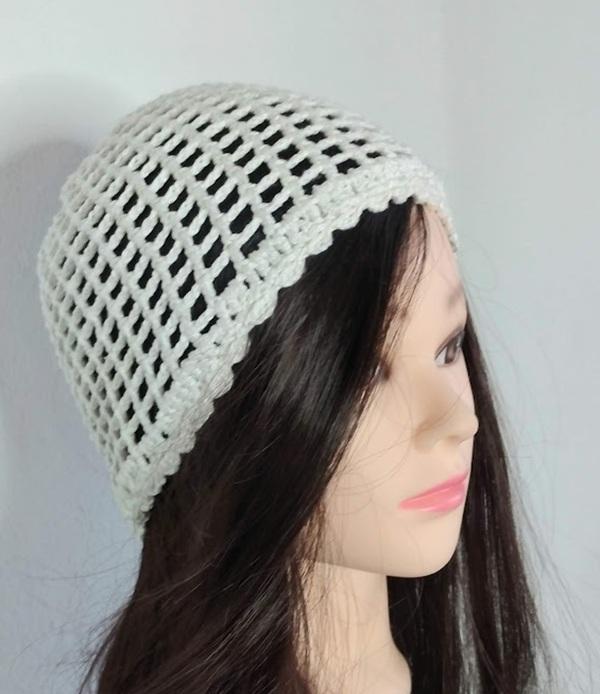 Gorro headpiece em crochê artesanal