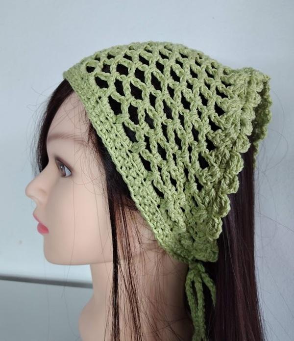 Bandana em  Crochê  arcos verde- lenço para cabelos